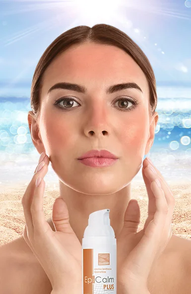 Crema Epicalm per scottature solari - applicazione su viso arrossato