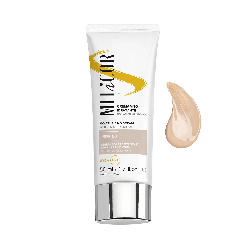 SPF 50 tinted moisturiser for face with hyaluronic acid