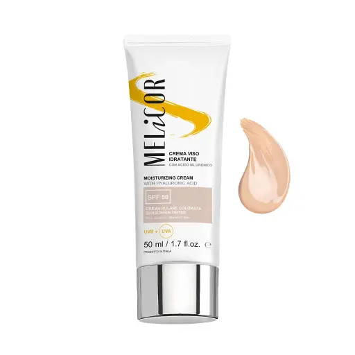 [44008] Crema viso solare colorata SPF 50 con acido ialuronico per pelle sensibile